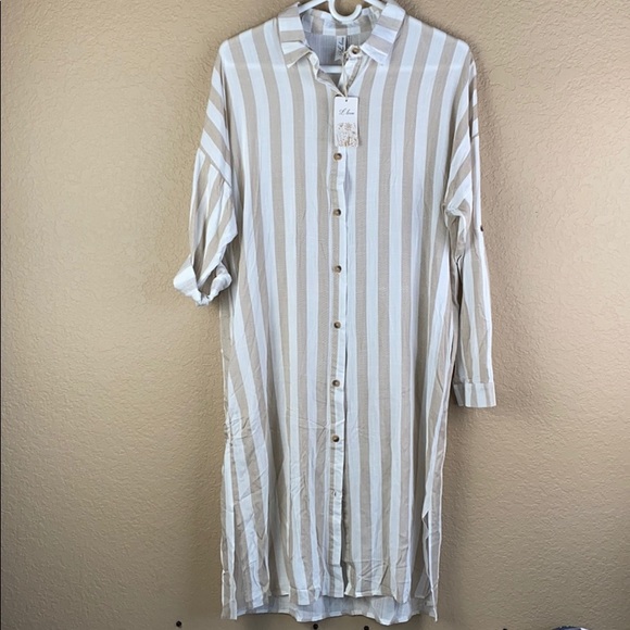 women’s button down shirt dress/ beach cover up